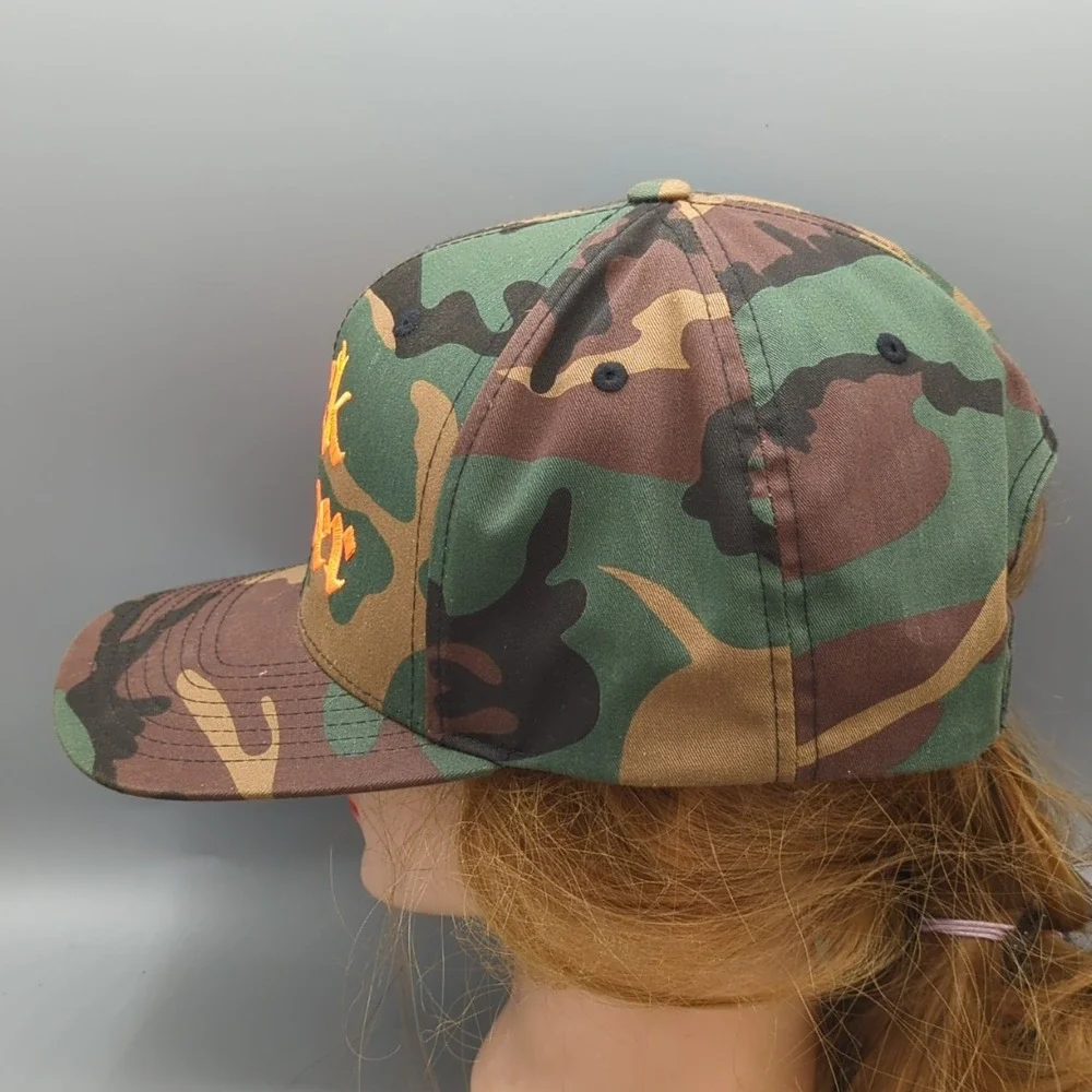 Fxck Cancer Camo Orange Snapback Hat Cap Yupoong OSFA Adjustable